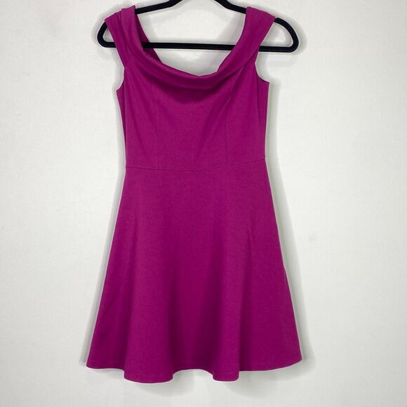 Lulus Season of Fun Magenta Off-the-Shoulder Skater Dress Women's Size Small - Picture 1 of 9